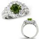 2 Carat Green Real Diamond Beautiful Cluster Halo Wedding Ring Band Set 14K Gold