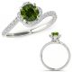 1.5 Carat Green Real Diamond Beautiful Crown Design Fancy Halo Ring Band 14K Gold
