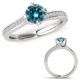 1 Carat Blue Real Diamond Wedding Promise Solitaire Ring Eternity Band 14K Gold