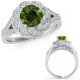 1.25 Carat Green Real Diamond Split Shank Flower Design Ring Eternity Band 14K Gold
