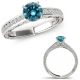 Blue Real Diamond Eternity Wedding Fancy Ring Band 14K Gold
