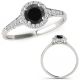 0.75 Carat Black Real Diamond Fancy Wedding Anniversary Halo Ring Band 14K Gold