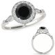 1.15 Carat Black Real Diamond Wedding Promise Fancy Halo Ring Eternity Band 14K Gold