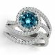 1.75 Carat Blue Diamond  Split Shank Halo Wedding Design Ring Band 14K Gold