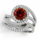 1.75 Carat Red Diamond  Split Shank Halo Wedding Design Ring Band 14K Gold
