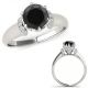 Black Real Diamond Beautiful Crown Design Anniversary Ring 14K Gold