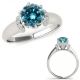 Blue Real Diamond Beautiful Crown Design Anniversary Ring 14K Gold