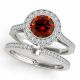 Red Diamond Classy Halo Engagement Bridal Ring Band 14K Gold