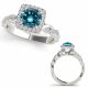 1 Carat Blue Diamond Twisted Shank Engagement Design Halo Ring 14K Gold