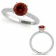Red Diamond Pave Engagement With Round Head Promise Ring 14K Gold