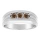 0.5 Carat Champagne Diamond Engagement Fancy 3 Stone Mens Ring Band 14K Gold
