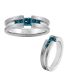 0.85 Carat Blue Diamond Princess Designer Engagement Ring Band 14K Gold