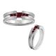 0.85 Carat Red Diamond Princess Designer Engagement Ring Band 14K Gold