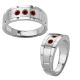 0.35 Carat Red Diamond 3 Stone Mounting Wedding Mens Ring Band 14K Gold