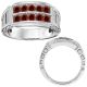 1 Carat Red Diamond Presidential Link 2 Row Mens Engagement Band 14K Gold