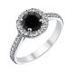 Black AAA Diamond 14K Gold Halo Solitaire Engagement Ring