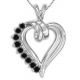 Black AAA Diamond Heart Love Necklace Chain 14K Gold