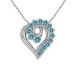 Blue I1 Diamond Swirl Heart Pendant Chain 14K Gold