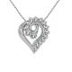 G-H I1 Diamond Swirl Heart Pendant 18 Inch Chain 14K Gold