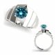 Blue Diamond Modern Zig Zag Designer Engagement Ring 14K Gold