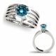 Blue Diamond Marriage Multi Row Swirl Split Shank Ring 14K Gold