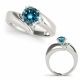 Blue Diamond Designer Solitaire Cluster Engagement Ring 14K Gold