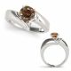 Champagne Diamond Designer Solitaire Cluster Engagement Ring 14K Gold