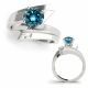 Blue Diamond Lovely Classy Designer Split Shank Ring 14K Gold