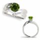 Green Diamond Designer Swirl Split Shank Wedding Ring 14K Gold