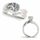 G-H Diamond Designer Swirl Split Shank Wedding Ring 14K Gold