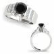 Black Diamond Classic Prong Set Engagement Promise Ring 14K Gold