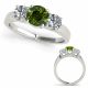 Green Diamond Classically Stylish Solitaire Marriage Ring 14K Gold