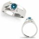 0.25 Carat Blue Diamond Natural Vintage Solitaire Bridal Ring 14K Gold
