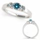 Blue Diamond Vintage Unique Designer Promise Ring 14K Gold