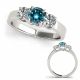 Blue Diamond Classy Simple 3 Stone Round Wedding Ring 14K Gold