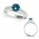Blue Diamond Cathedral Solitaire Anniversary Ring 14K Gold