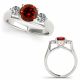 Red Diamond Antique Crossover Solitaire Wedding Ring 14K Gold