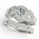 0.75 Carat G-H Real Diamond Beautiful Halo Round Promise Ring Band 14K Gold