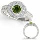 0.75 Carat Green Real Diamond Designer Double Halo Promise Fancy Ring 14K Gold