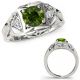 0.5 Carat Real Green Diamond 3 Three Stone Filigree Designer Women Ring 14K Gold
