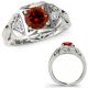 0.5 Carat Real Red Diamond 3 Three Stone Filigree Designer Women Ring 14K Gold