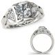 0.5 Carat Real G-H Diamond 3 Three Stone Filigree Designer Women Ring 14K Gold