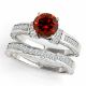 Red Real Diamond Single Row Channel Set Antique Ring Band 14K Gold