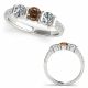 1 Carat Champagne Diamond Designer Three Stone Channel Wedding Ring 14K Gold