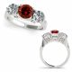 2 Carat Red Diamond Lovely Three Stone Round Wedding Ring 14K Gold