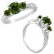 Green Diamond Fancy 3 Stone Engagement Wedding Ring 14K Gold