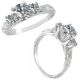 White Diamond Fancy 3 Stone Engagement Wedding Ring 14K Gold