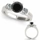Black Diamond Bridal Simple Marriage Promise Ladies Ring 14K Gold
