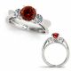 Red Diamond Three Stone Engagement Cluster Sides Ring 14K Gold