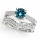 Blue Real Diamond Classic Solitaire Anniversary Ring Band 14K Gold